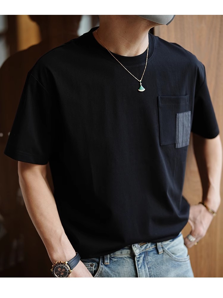 来图打样 定制巴拉圭委内瑞拉圭亚那不对称口袋设计款T恤超级工厂详情13
