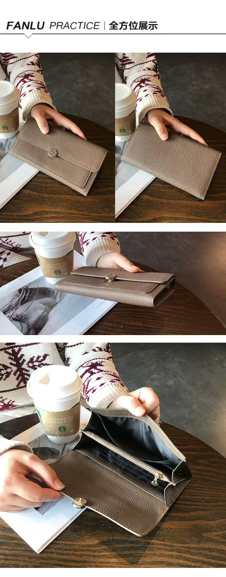 女士钱包2024新款全皮长款钱夹跨境头层牛皮女长夹真皮手拿包手包详情8