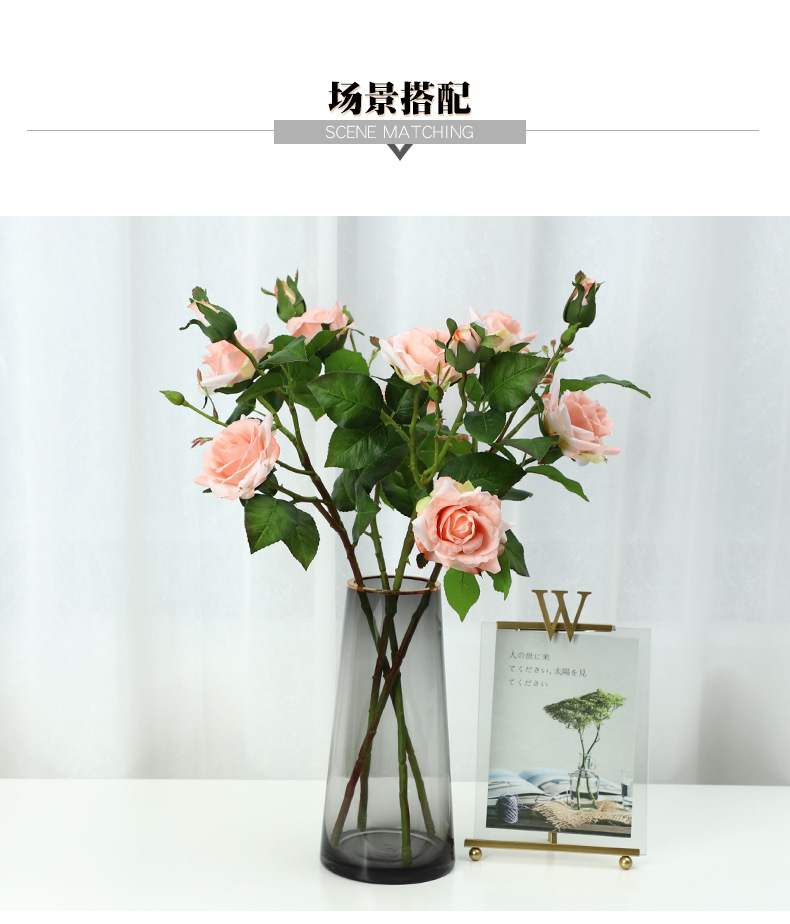 手感保湿仿真玫瑰花酒店家居客厅装饰假花Artificialflower大红详情19