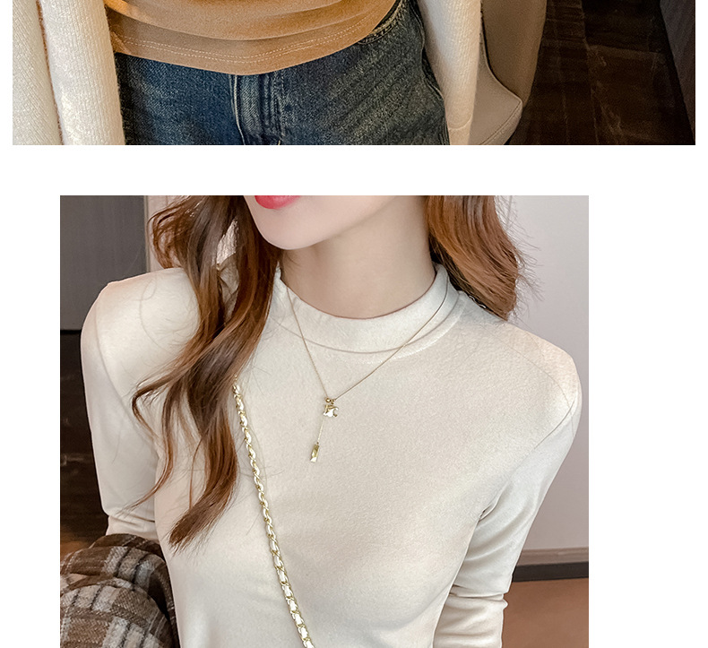 严选正肩打底衫女2025新款微米椰绒秋冬季打底内搭长袖高级感上衣详情25