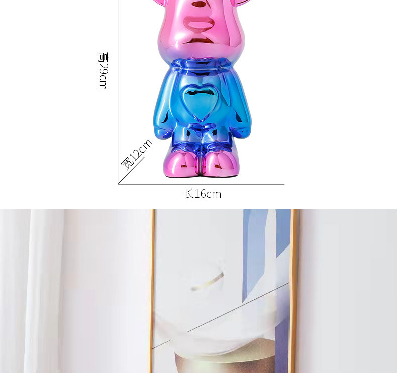 现代桌面电视柜暴力熊爱心熊树脂电镀公仔创意摆件装饰品摆设详情7