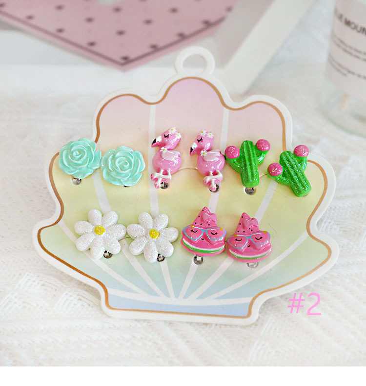 欧美外贸新款儿童首饰卡通火烈鸟冰淇淋星星蝴蝶结手链戒指耳夹详情8