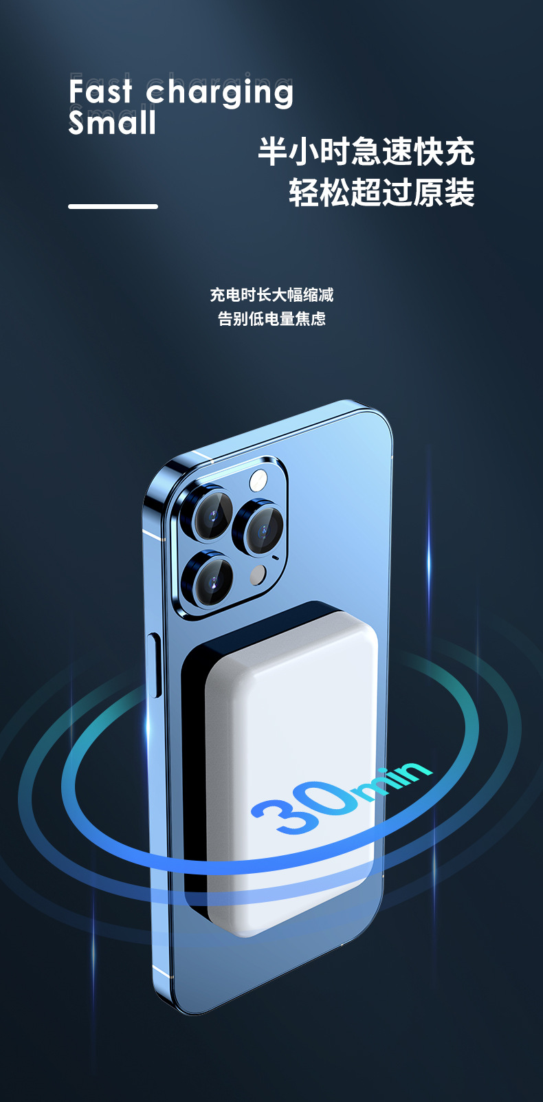 MagSafe无线3C迷你磁吸充电宝快充小巧便携礼品定制LOGO移动电源详情6