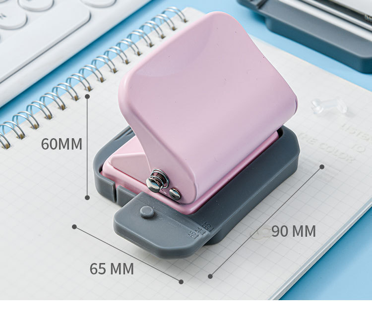 6孔手动活页打孔机可调式圆孔小型打孔器金属办公多孔省力打洞器详情9