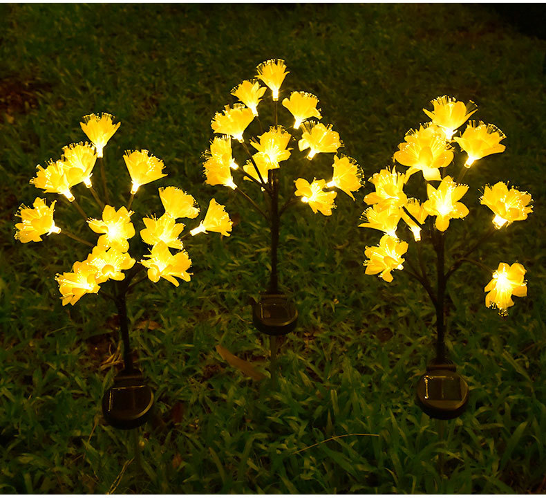 Solar LED camellia branch ground insertion light, outdoor waterproof optical fiber peach blossom decorative lawn atmosphere landscape light pic 11