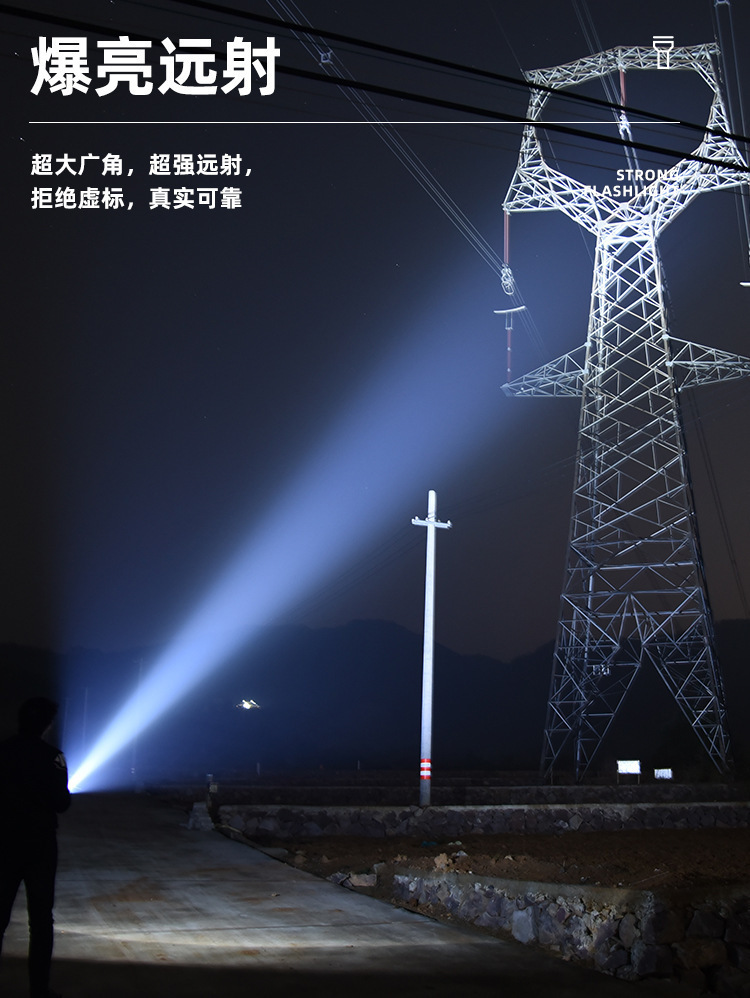 Cross-border multi-functional telescopic zoom electric display high-power strong light pen holder red and blue flashing warning tape side light flashlight pic 10