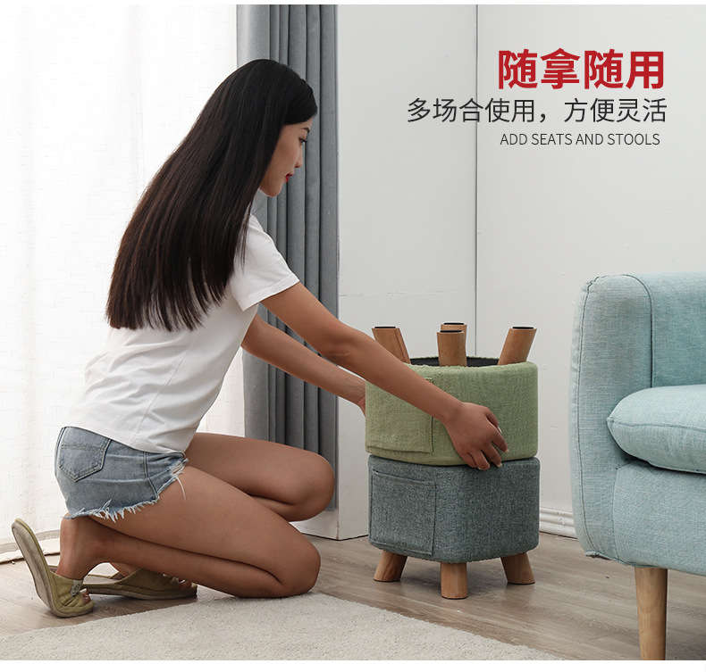 Simple square stools, popular sofa stools, small stools, shoe-changing stools at the door, creative stools, sturdy household coffee table stools, low stools pic 14