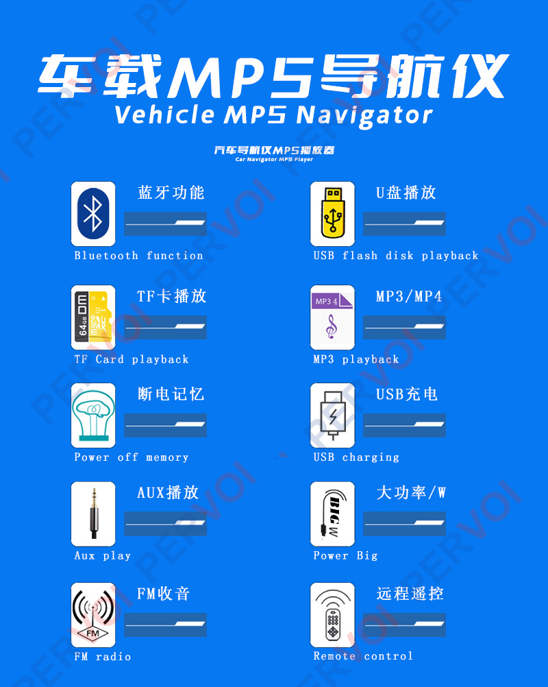 佩沃新款汽车中控7寸蓝牙倒车触摸屏车载MP5导航播放器详情2