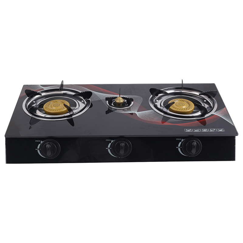 ATLAS European-style three-burner gas stove with tempered glass panel, high-intensity flame stove, liquefied gas household stove, for export only pic 12
