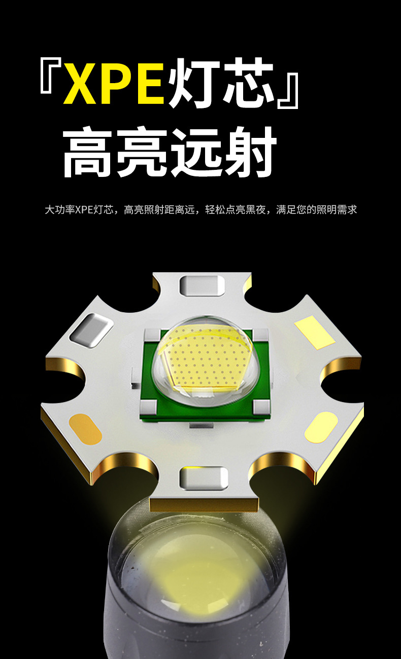 Mini outdoor high-intensity rechargeable flashlight, COB side light, aluminum alloy led plastic portable 511 small flashlight pic 5