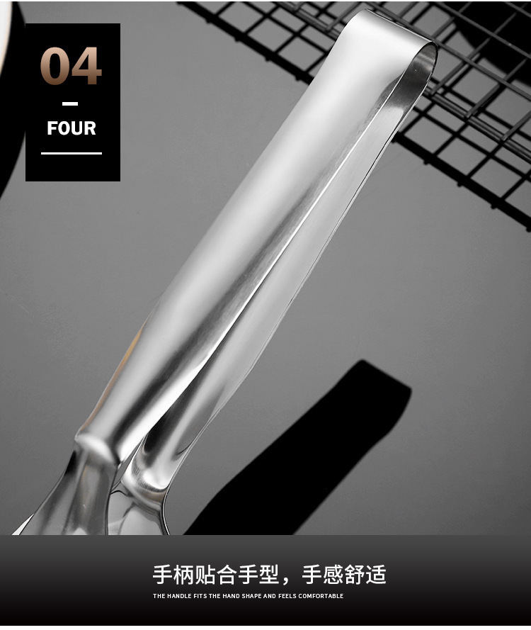 304 stainless steel food tongs, steak tongs, food barbecue tongs, kitchen bread tongs, hand-held pancake spatulas, thickened pic 11