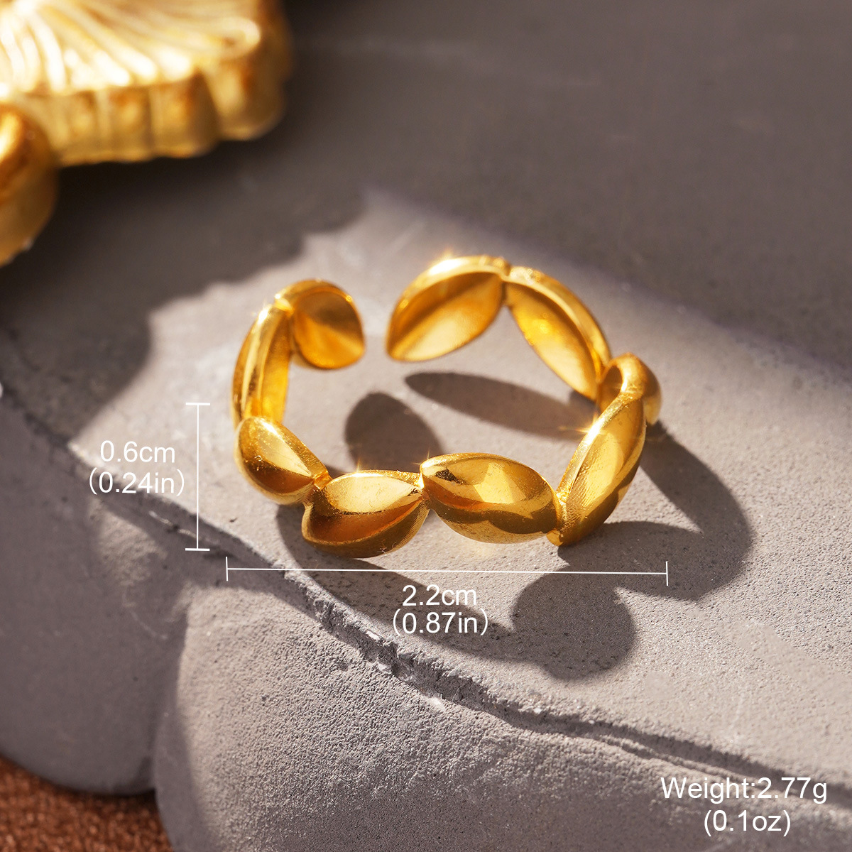 Cross-border European and American fashion golden titanium steel geometric opening adjustable ring, a niche and high-end stainless steel ring pic 37