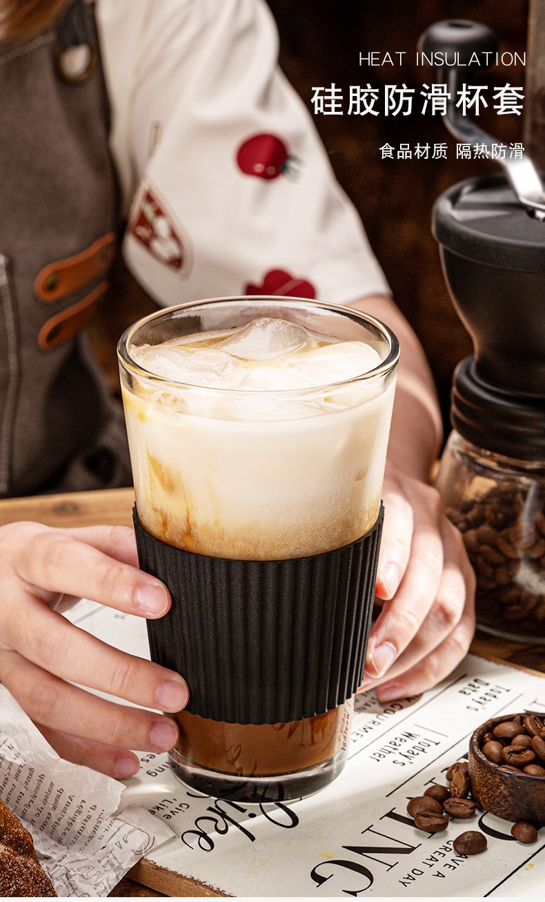 咖啡杯玻璃杯带盖杯便携吸管杯办公室家用高颜值牛奶杯水杯随行杯详情3