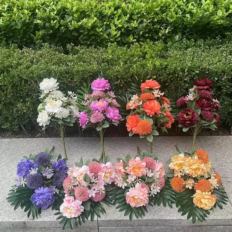 高端清明节冬至仿真假花礼堂跨境外贸批发白色葬礼人造仿真墓地花详情1