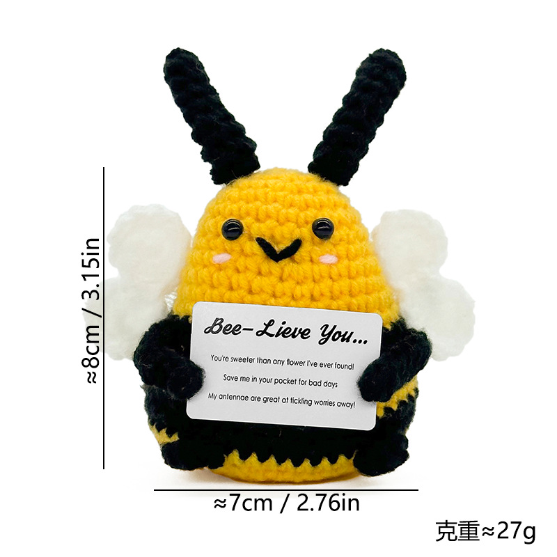 Cross-border finished hand-knitted dolls, bee-hugging small flowers, tulips, roses, cartoon and cute desktop ornaments pic 8