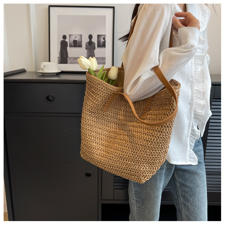 草编包度假风包包女2024春季新款时尚复古大容量女学生单肩托特包详情12