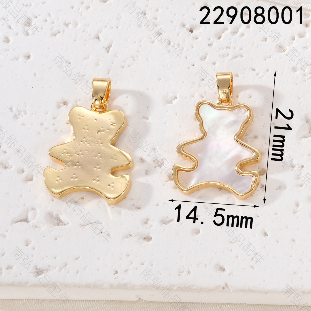 Pearl necklace pendant, copper-plated with real gold, white bear doll pendant, universal buckle, high-end and color-preserving DIY accessory matching pic 4