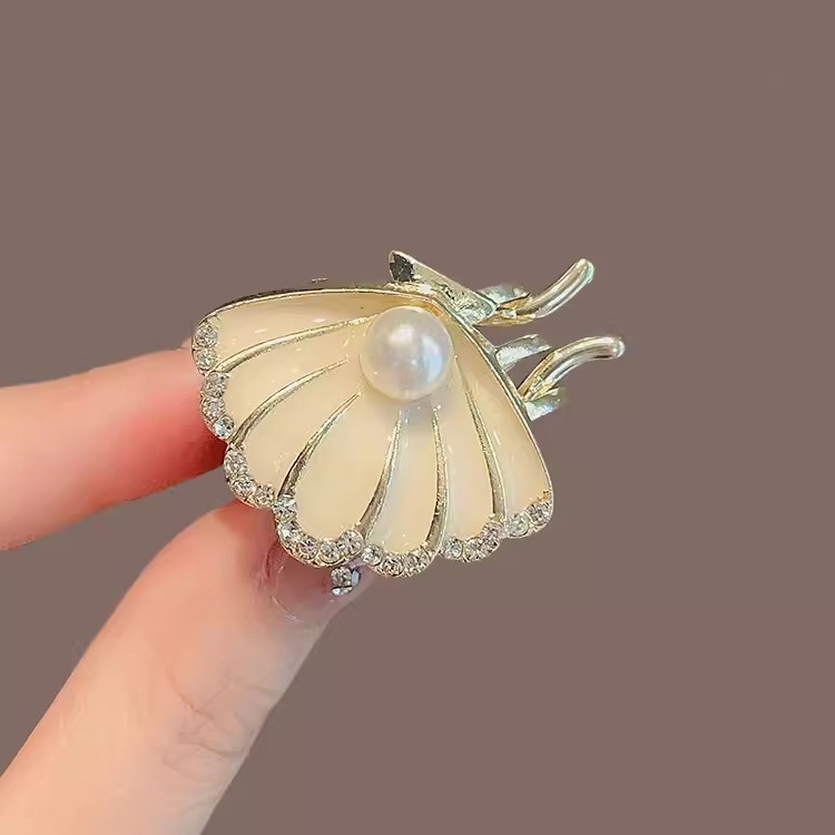 精致镶钻贝壳珍珠发夹小号鸭嘴夹浪漫少女碎发刘海侧边夹子发卡子详情8