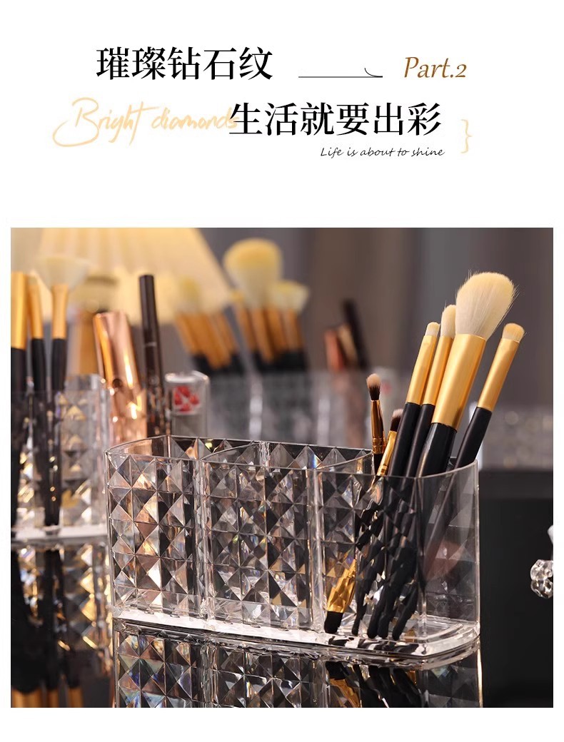 化妆刷收纳盒桌面梳妆台刷子筒大容量眉笔桶口红透明化妆品置物架详情4