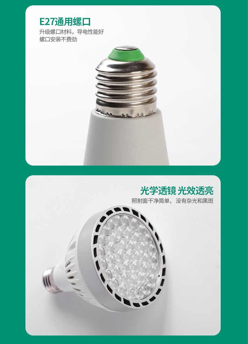 LED射灯PAR35W聚光灯泡轨道灯光源服装店商场酒店超市E27COB光源详情27