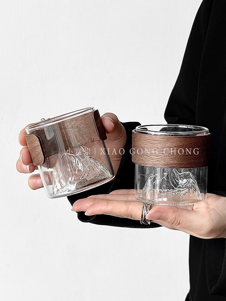 Japanese-style creative mountain-viewing glass cups, retro Chinese trend high-temperature resistant Fuji Mountain tea cups, household snow mountain cups, coffee water cups pic 10