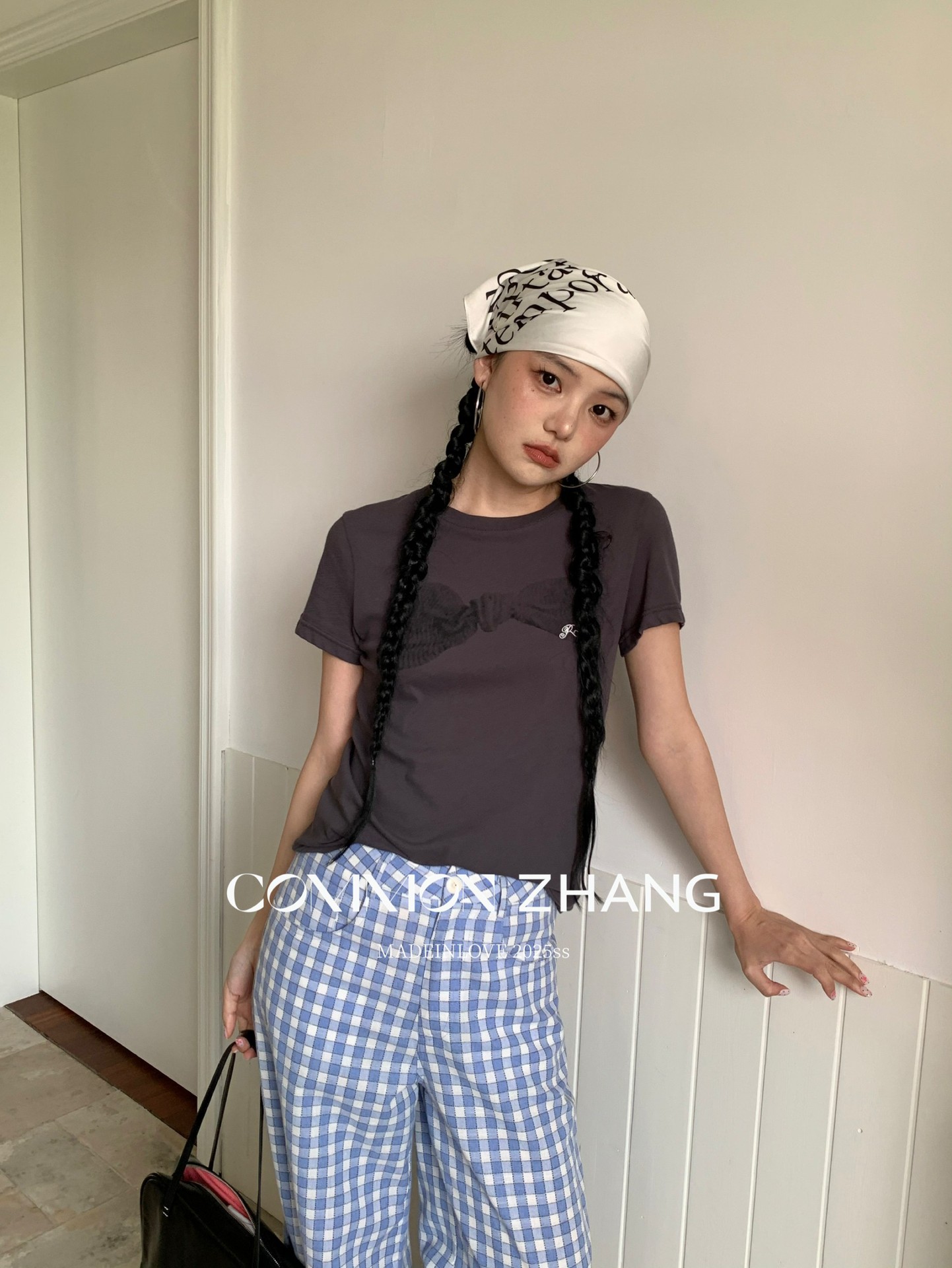 CZ ZHANG Summer Korean Style laid-back Casual Versatile Bow Print Letter Embroidery short-sleeved T-shirt B20639 pic 10