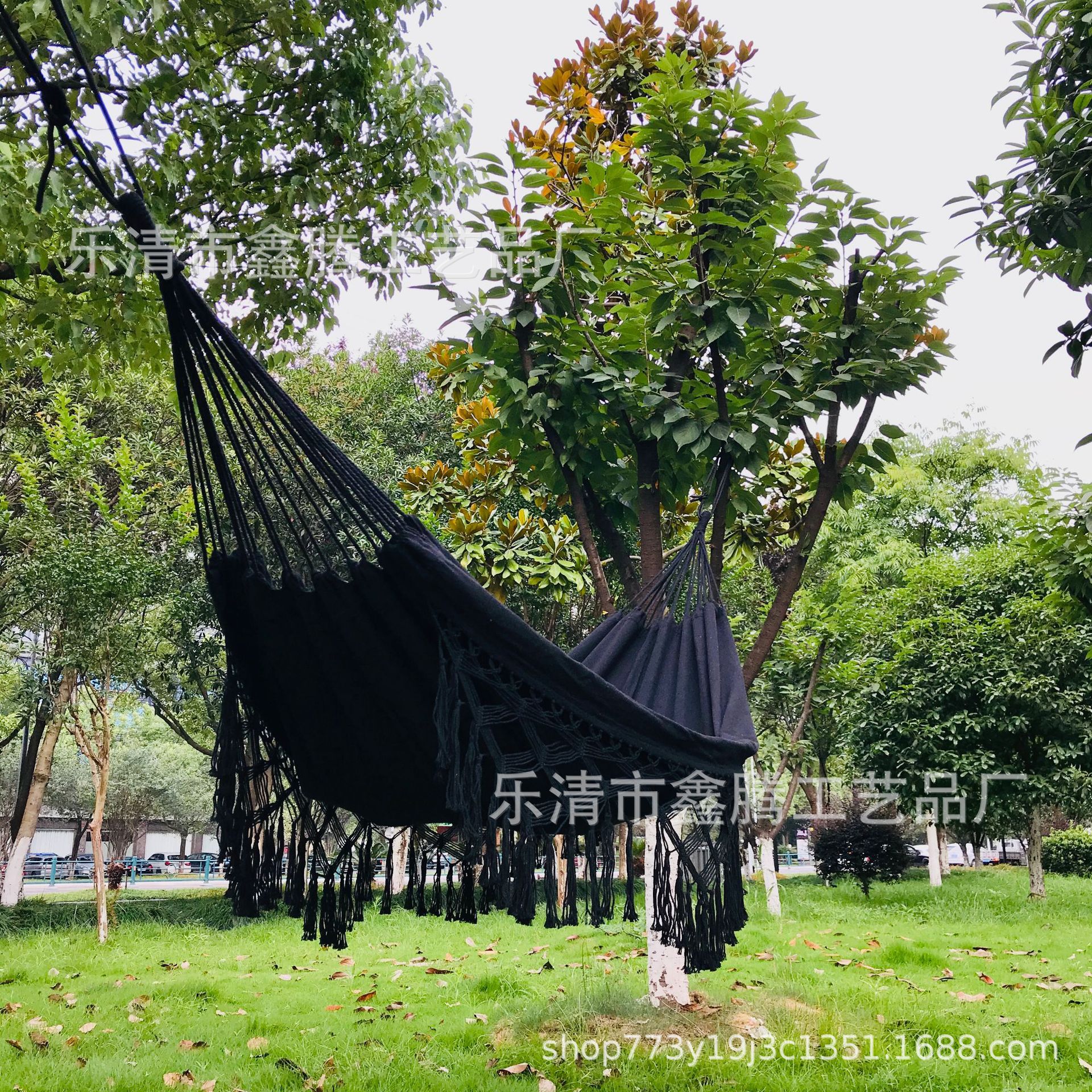 ins黄色流苏双人帆布吊床 波西米亚风摄影道具户外室内 户外吊床详情2