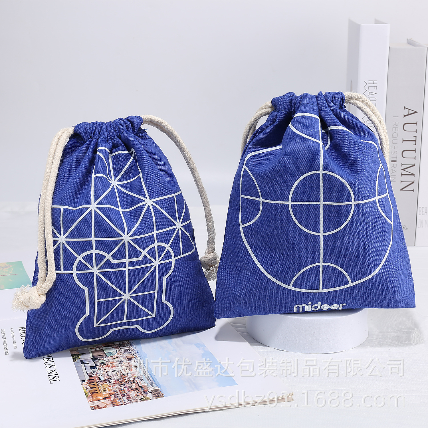 Wholesale all-cotton drawstring bags, high-end InS-style gift packaging canvas bags, printed polyester-cotton dust-proof drawstring bags pic 7