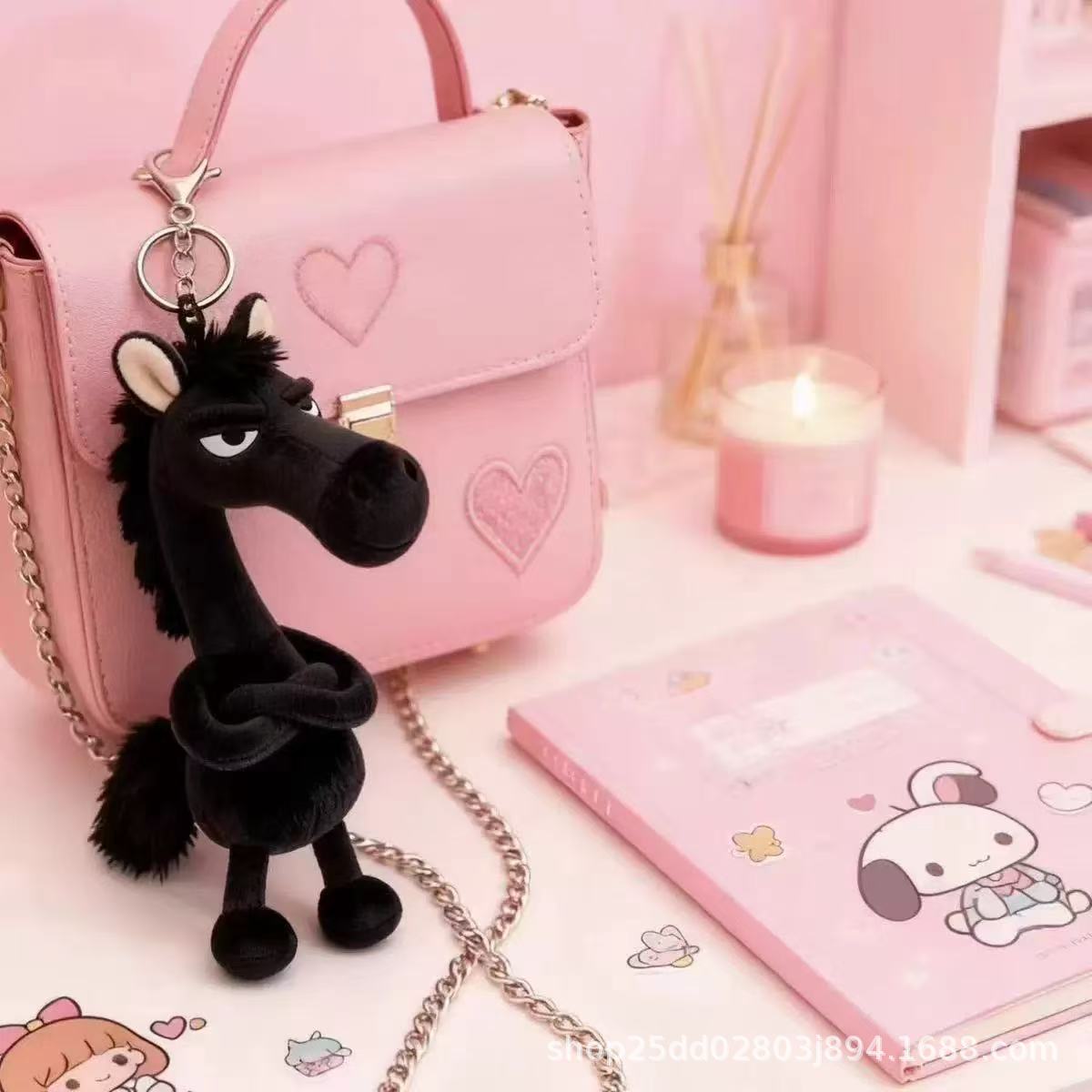 2026年生肖马年吉祥物小马玩偶天选高冷黑马毛绒公仔娃娃包包挂件详情8