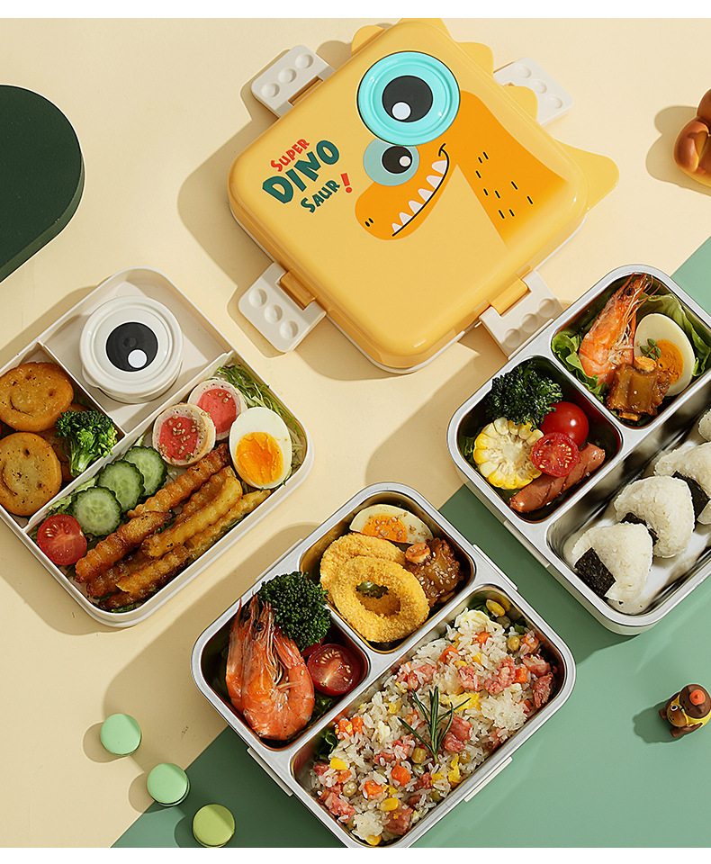 Japanese dinosaur lunch box, cross-border student version lunch box, easy to clean, microwave oven heating lunch box, with lid for office workers pic 12