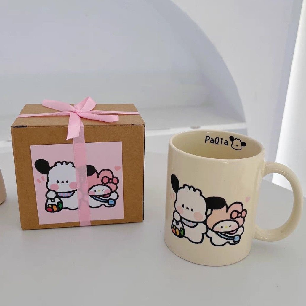 Cute cartoon Pacha Dog mug, high appearance level, gift box set, simple couple cake, ceramic cup pic 7