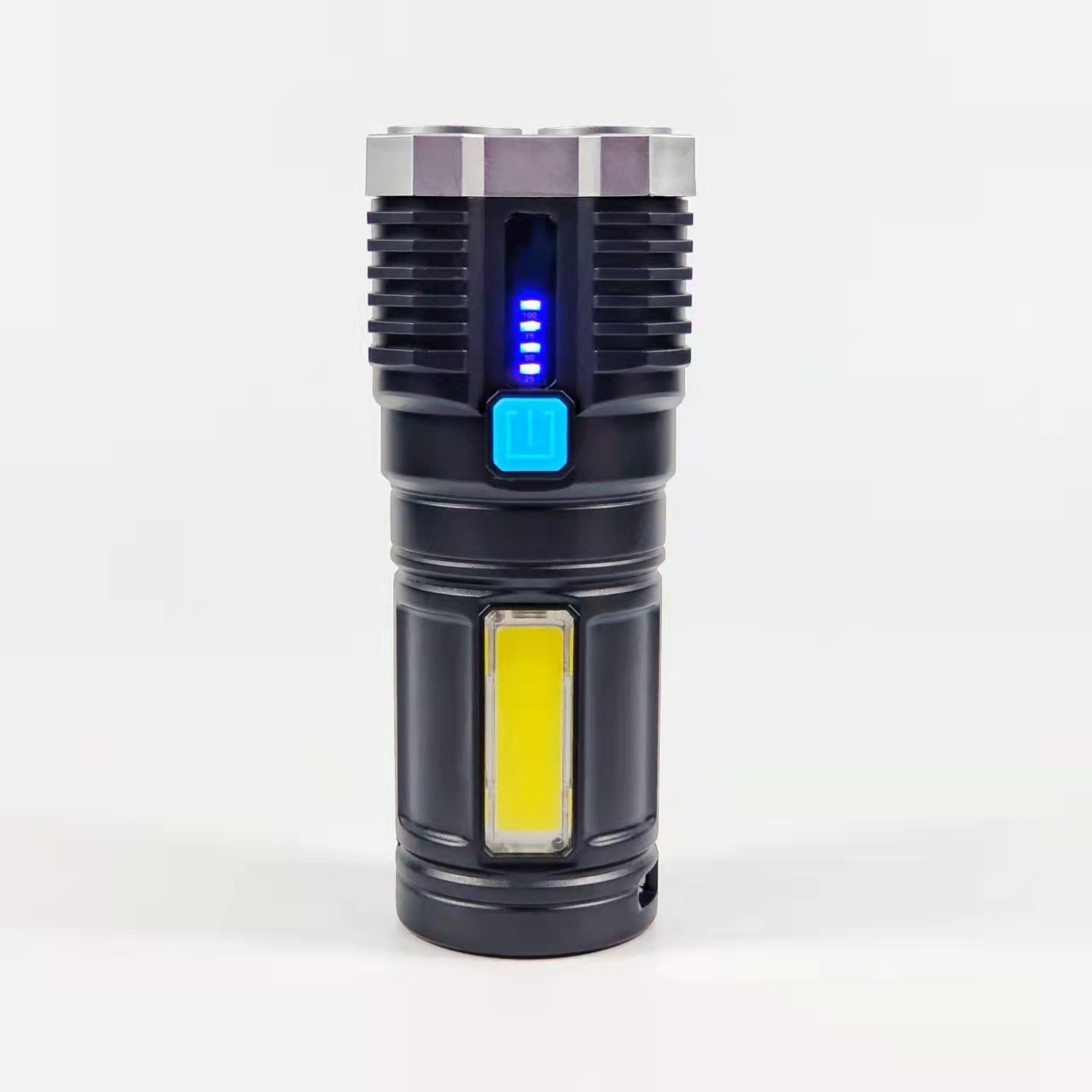 Wholesale of multi-functional outdoor LED high-intensity flashlight with battery level display, USB charging, COB side light flashlight pic 5