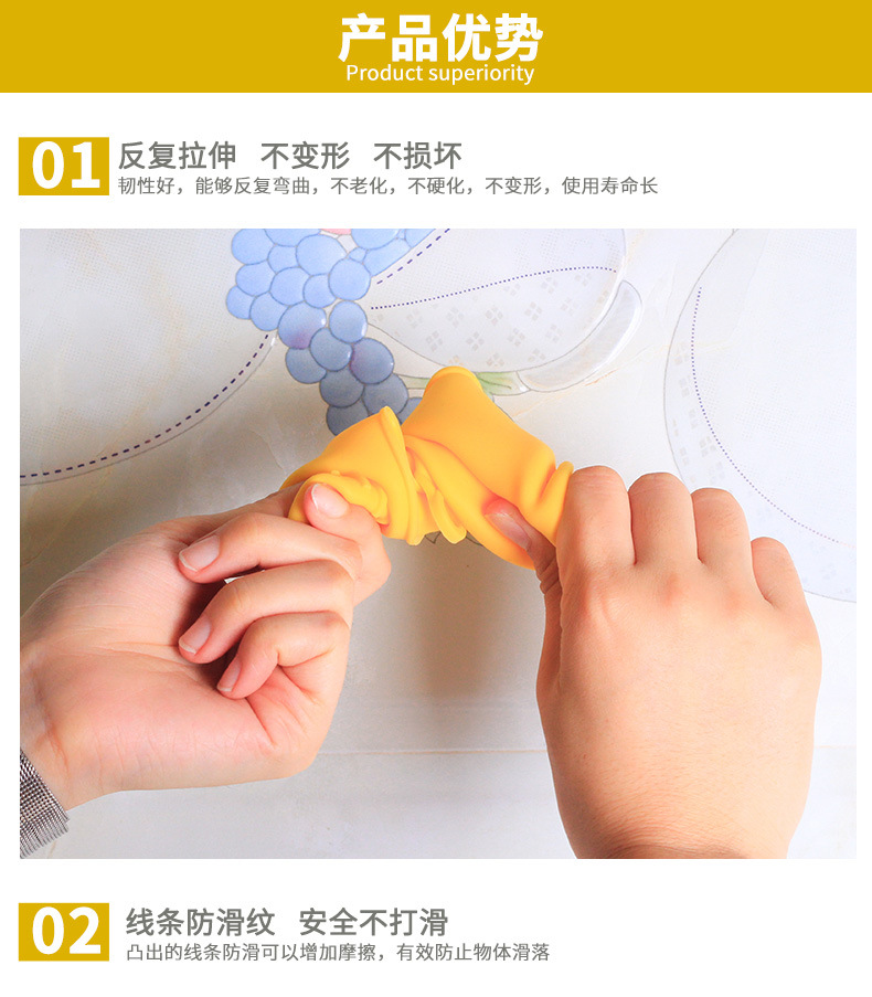硅胶隔热手套纯色食品级硅胶手夹厨房防滑手微波炉烤箱可高温手套详情6