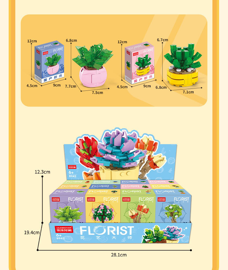 Succulent small particle building blocks compatible with Lego assembly building blocks, flower plant potted plant ornaments, gift for girls pic 43