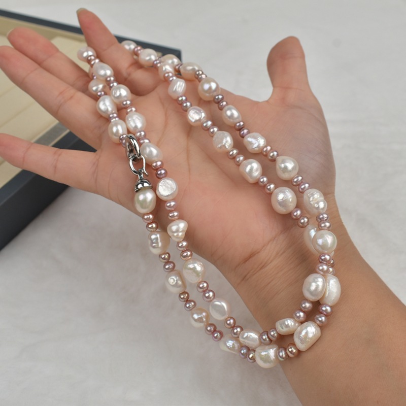2025 New French Baroque irregular pearl necklace for women, a high-end natural freshwater pearl double-layer sweater chain pic 9