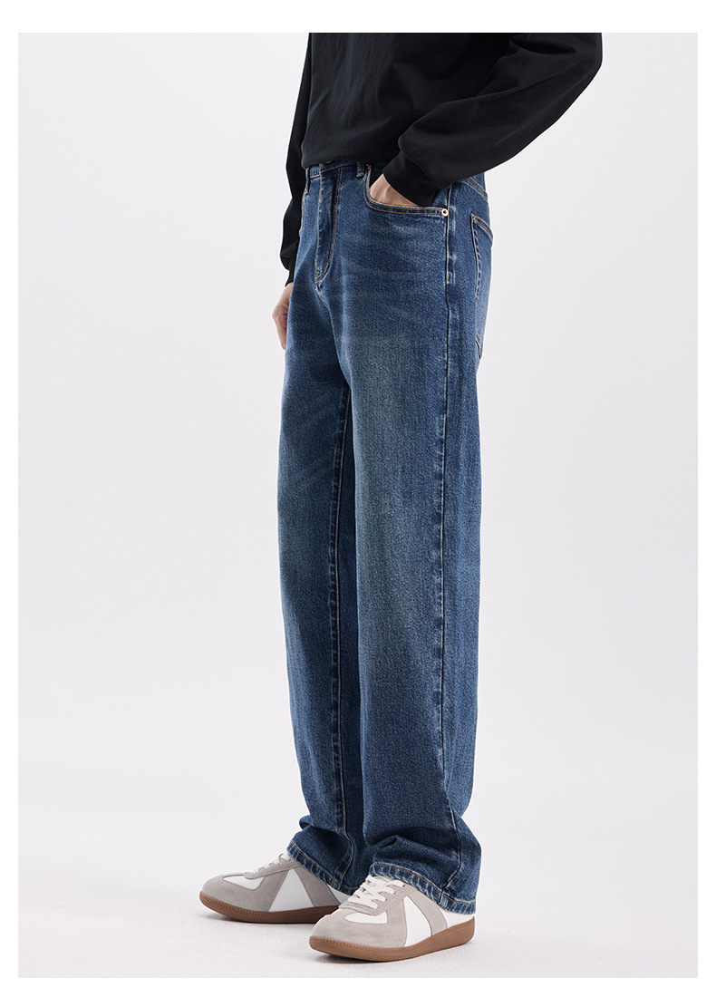 春秋新款美式复弹力古牛仔裤男时尚潮流复古宽松直筒百搭休闲长裤详情13