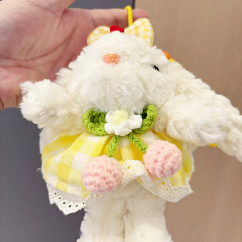 多巴胺格子长耳兔包包挂件小饰品可爱钥匙扣公仔玩偶兔子毛绒玩具详情32