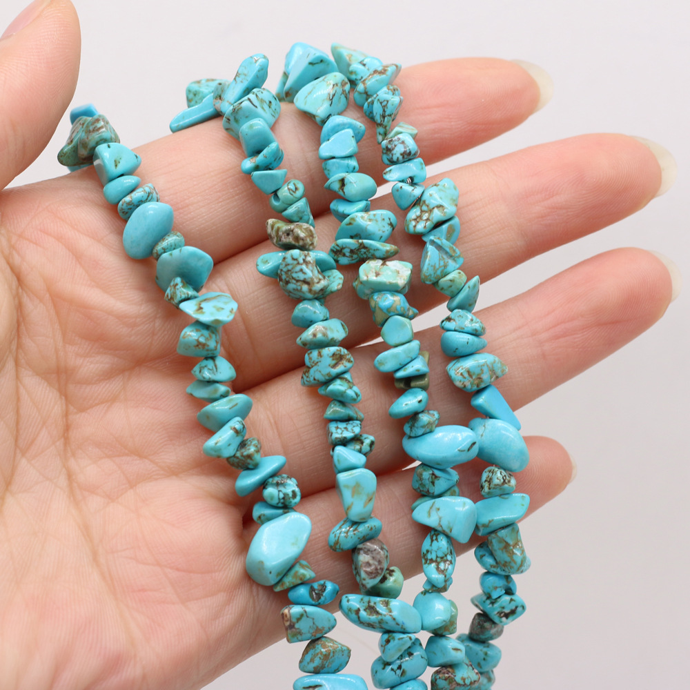 Natural crushed stone green Dongling blue pine raw stone beads with holes semi-finished DIY jewelry handcrafted accessories wholesale pic 16