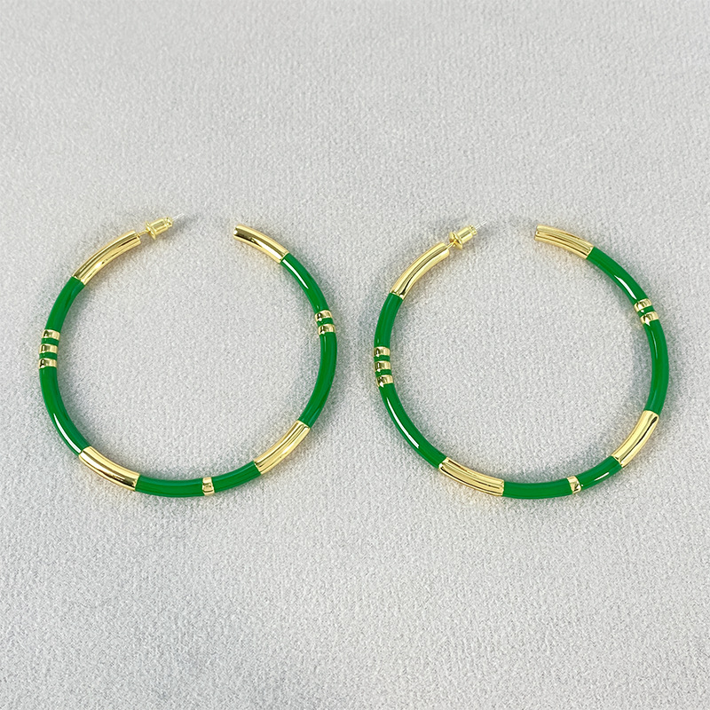 C形珐琅圈圈拼接耳环女法式轻奢小众设计感复古气质银针撞色耳圈详情40