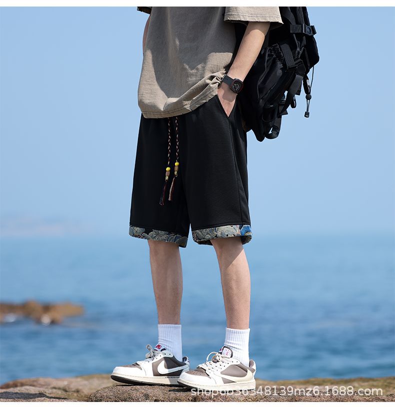 国潮新中式运动短裤男夏季新款沙滩裤潮牌国风刺绣休闲重磅篮球五分裤详情11