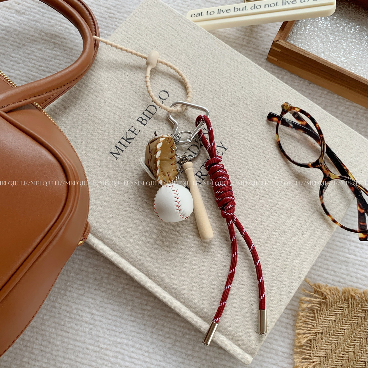 This is the same style baseball bag woven rope pendant as the Instagram blogger, featuring a high-end MIU series bag hanging rope and keychain decoration pic 37