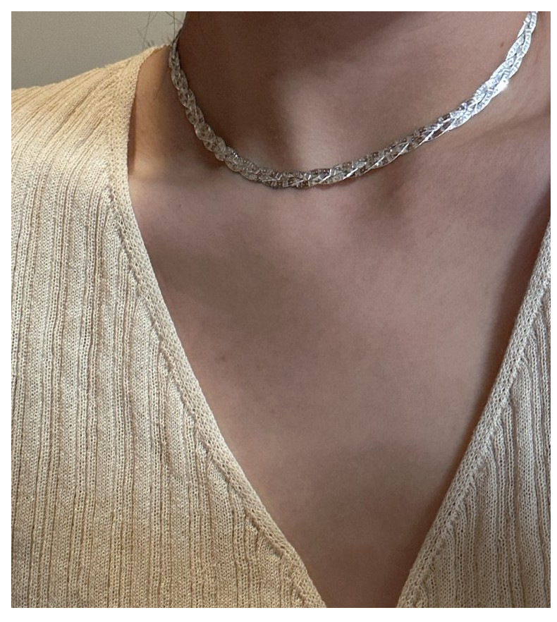 S925 sterling silver three-layer woven glitter Italian collarbone chain, Korean-style simple and fashionable necklace silver jewelry wholesale pic 6
