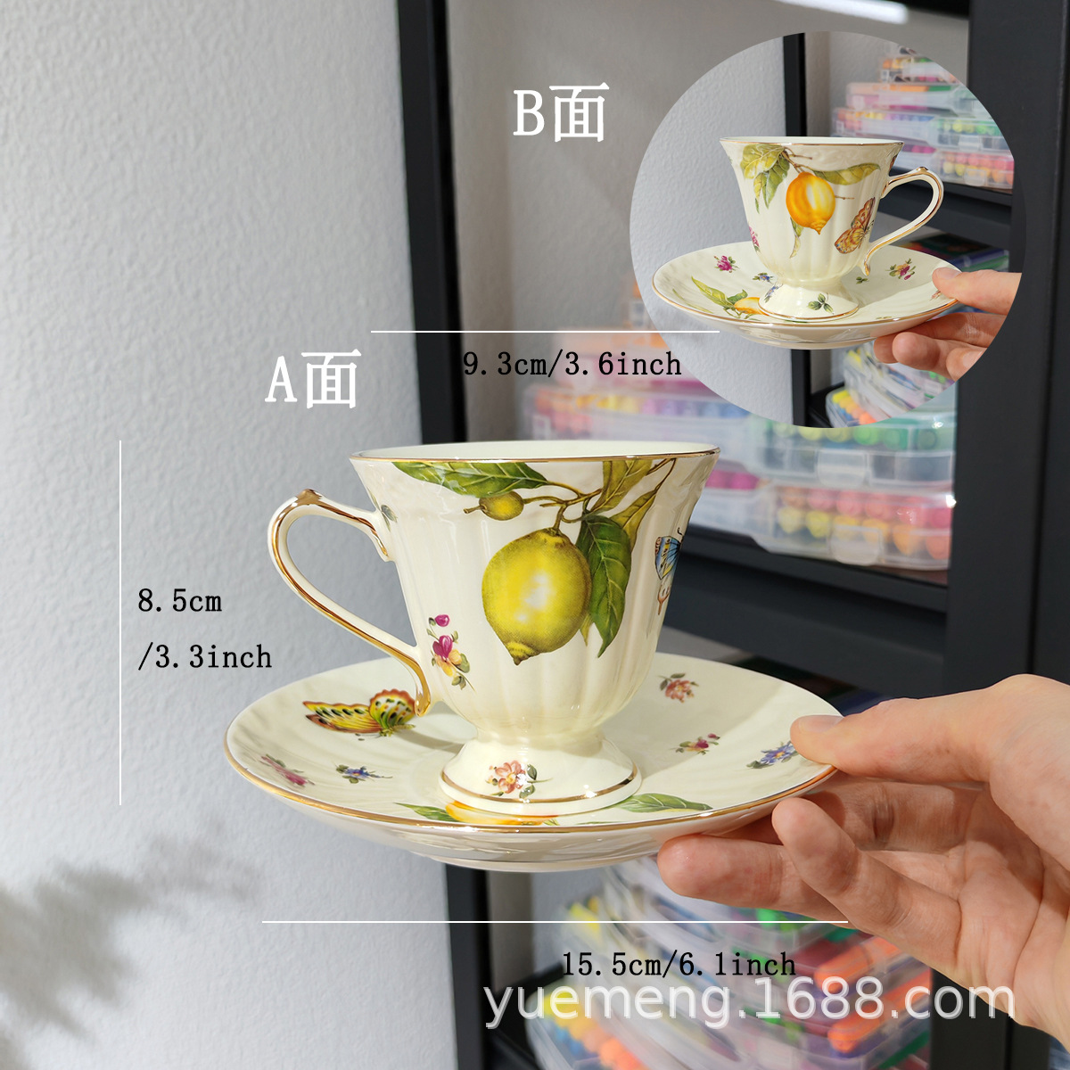 European-style ins coffee cup and saucer set, ceramic, British-style gold-edged tea cups and teapots, French restaurant cups, daily gifts pic 13
