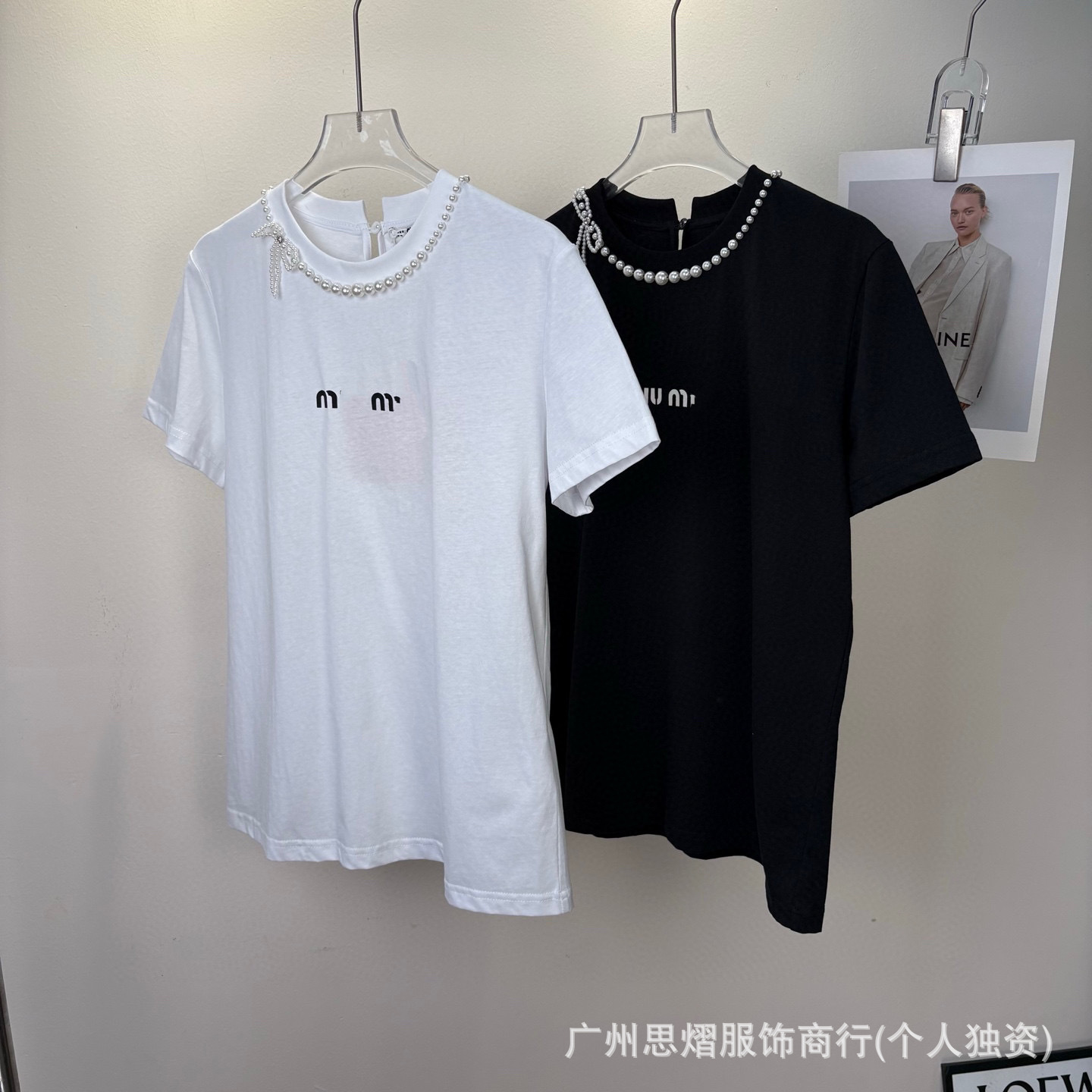 深圳南油高端女装miu家25夏季新款钉珠蝴蝶结上衣百搭短袖T恤女详情5