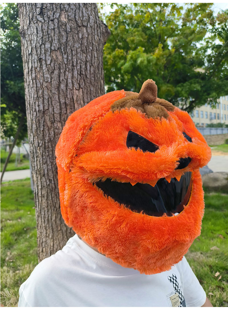 Pumpkin plush helmet cover, cute full helmet protective cover, cycling head cover, Easter pumpk-shaped protection pic 16