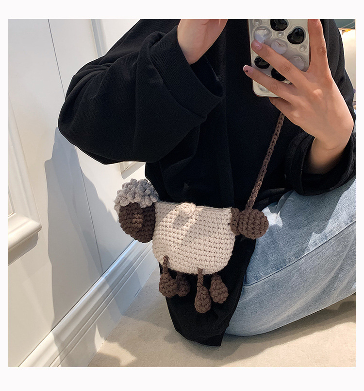 手工编织包包diy针织毛线包可爱卡通小羊编织包单肩斜挎包女成品详情30