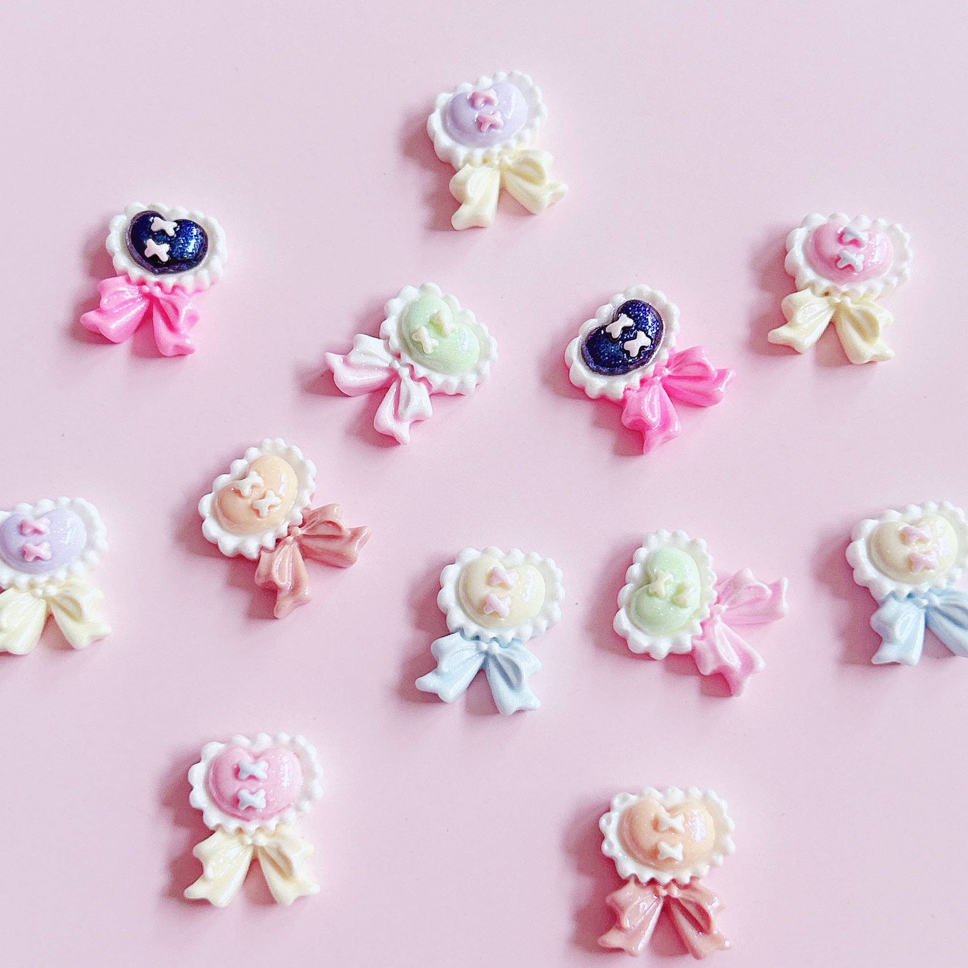 Special heart-shaped tie, bow, shiny accessory, hair accessory, diy cream phone case, handcrafted creative sticker pic 10