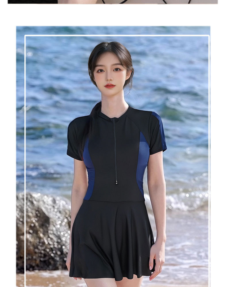 连体泳衣女夏季裙式保守遮肚显瘦学生甜美小清新运动风泡温泉泳装详情13