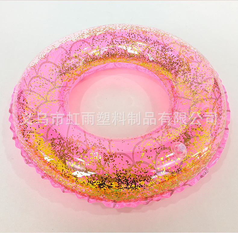 虹雨新品成人充气游泳圈透明亮片鱼纹游泳圈PVC救生圈腋下圈批发详情11