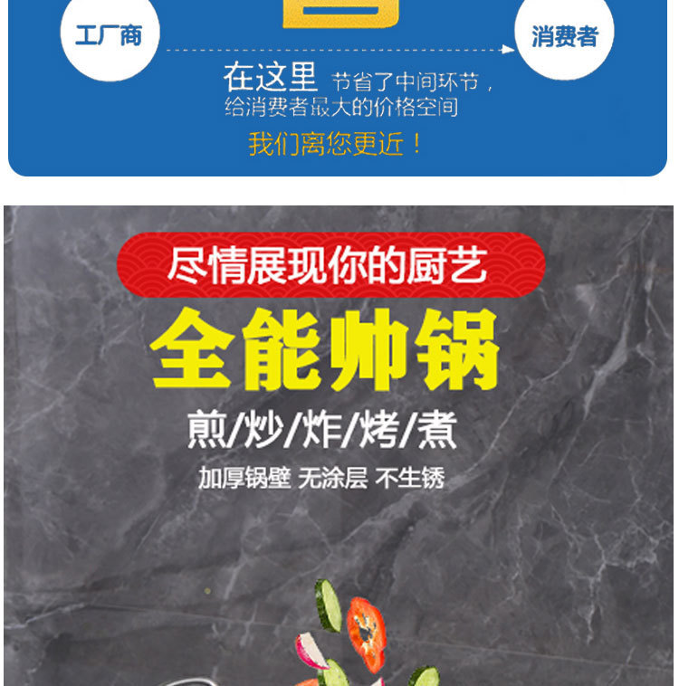 Cross-border hotel chef-specific wok, stainless steel wok, uncoated, double ears, single handle, household wok bowl, roadside hot pot pic 16